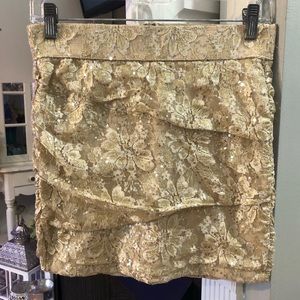 FOREVER21 Floral Sequin Shimmer Runched Bodycon Skirt